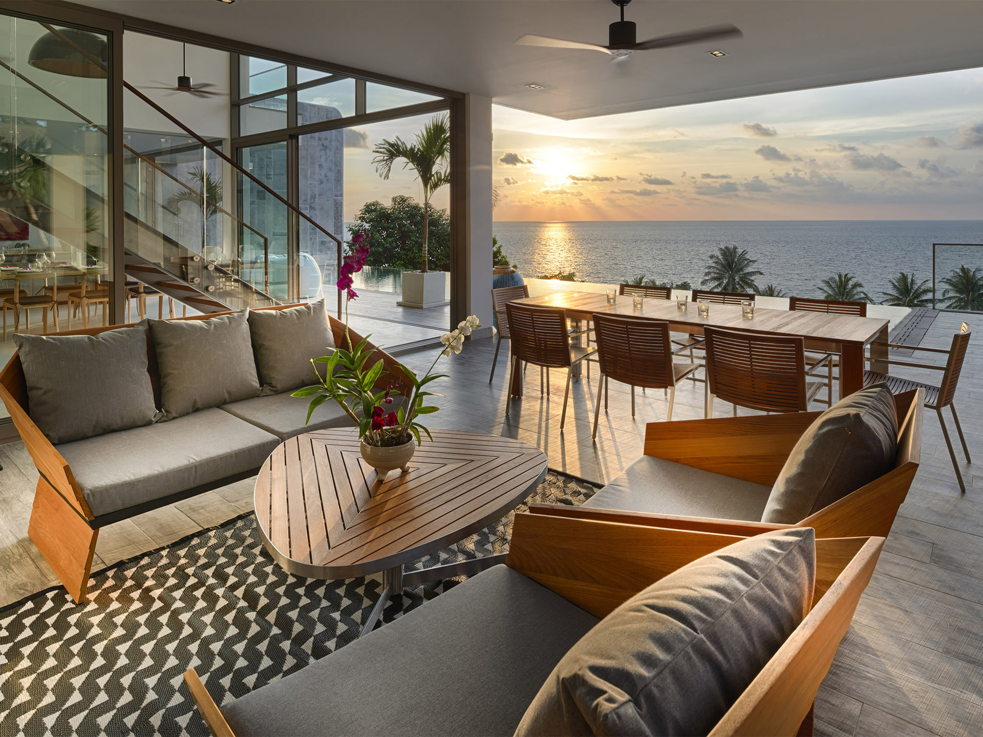 Malaiwana Duplex - Sunset view from outside living and dining area