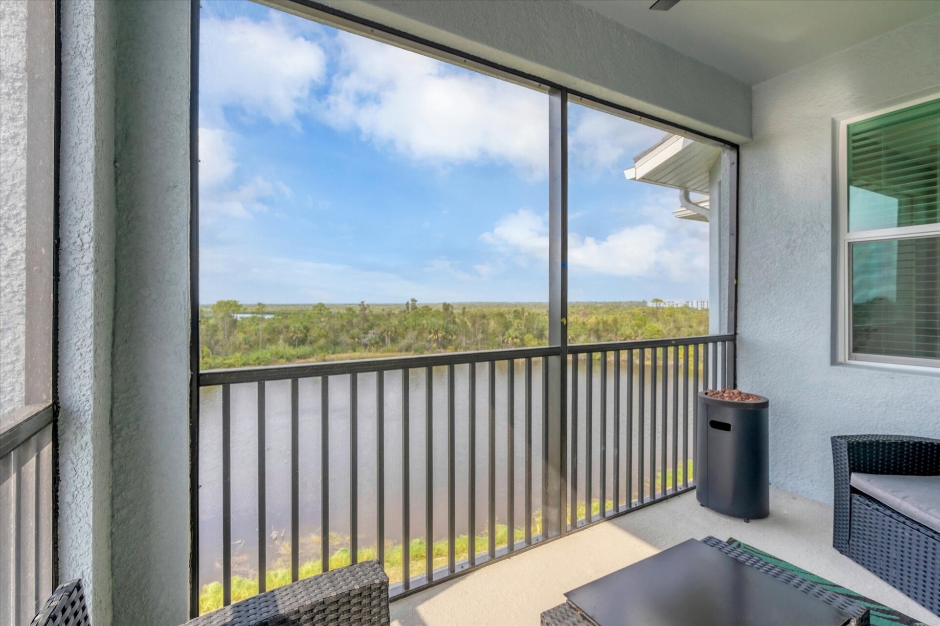 Incredible 4th-floor views over the quiet pond