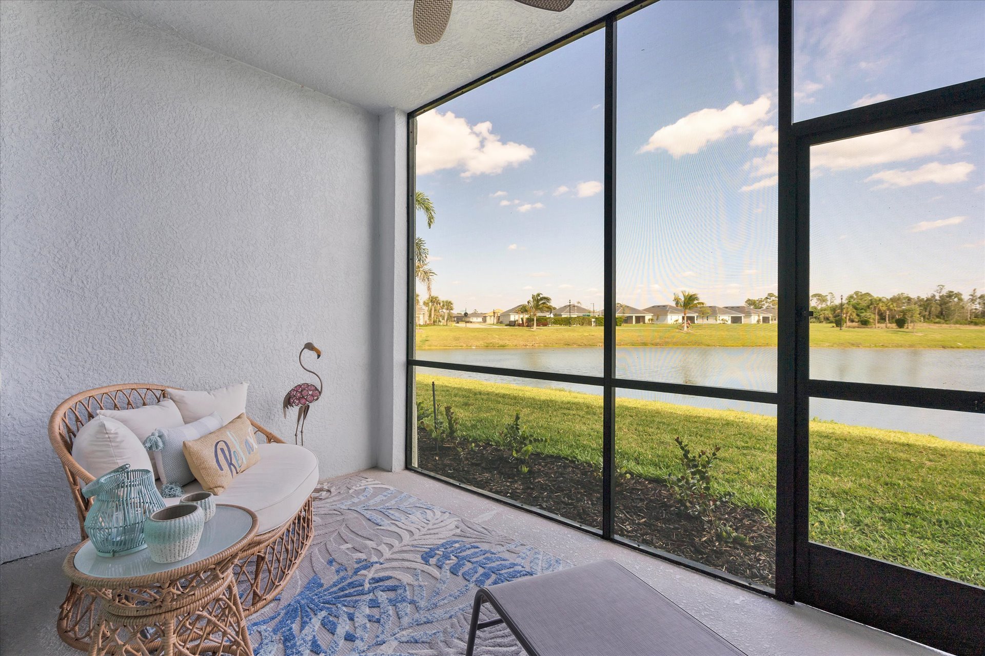 Back lanai overlooking pond