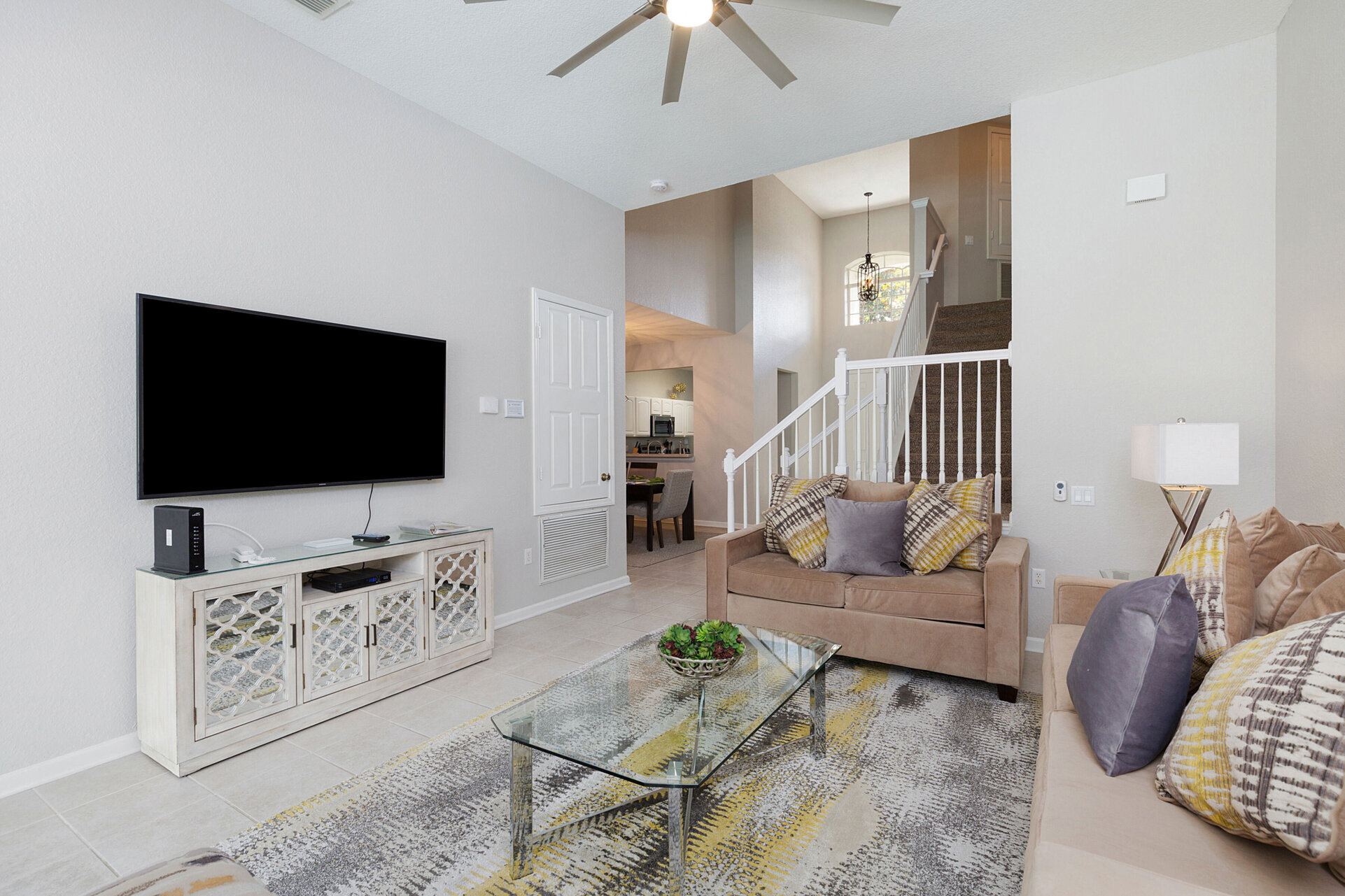 Sit back and relax after a long day in the theme parks in the spacious living area