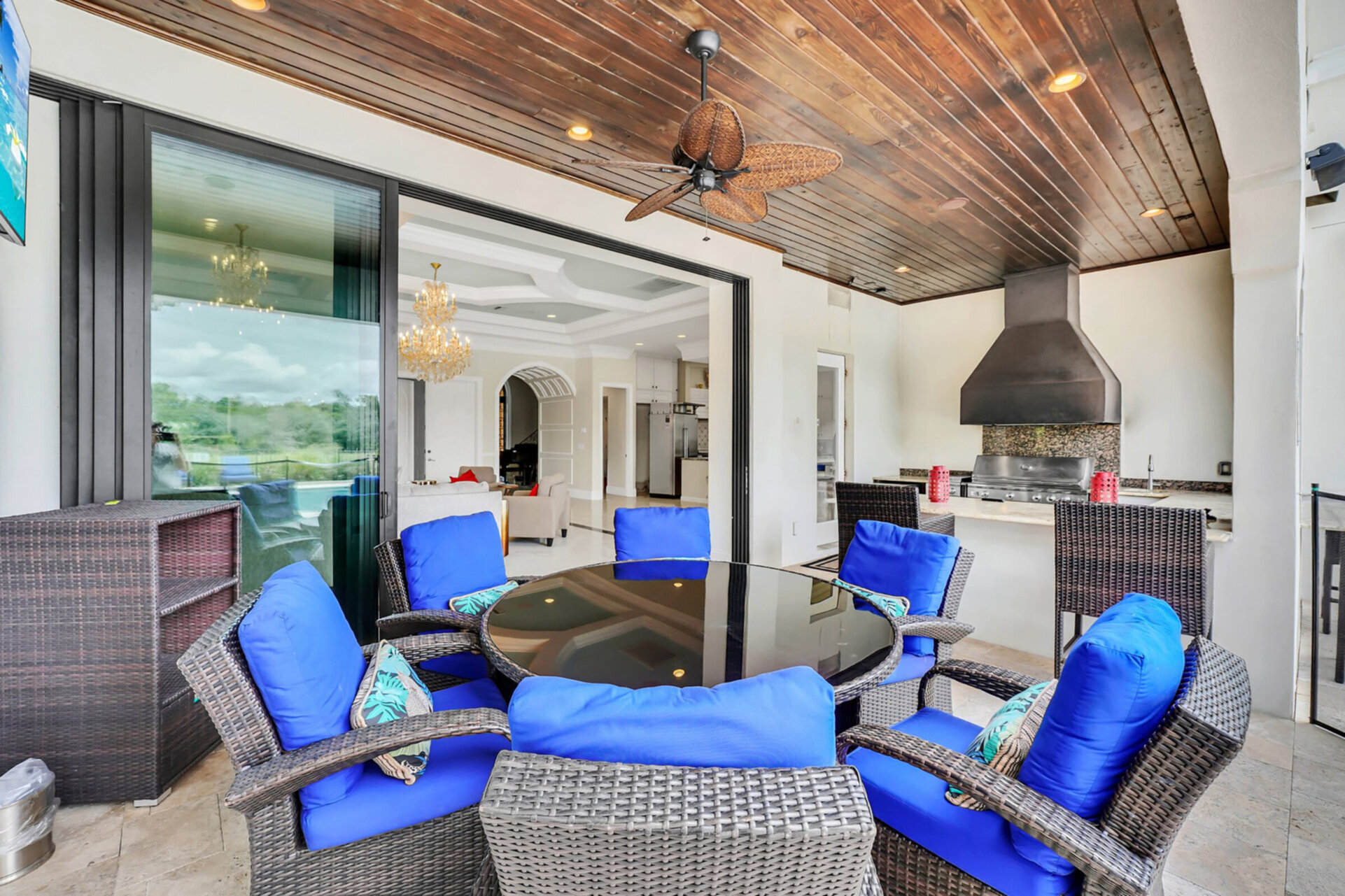 Grill up something great on the summer kitchen then dine al fresco at the luxury patio furniture