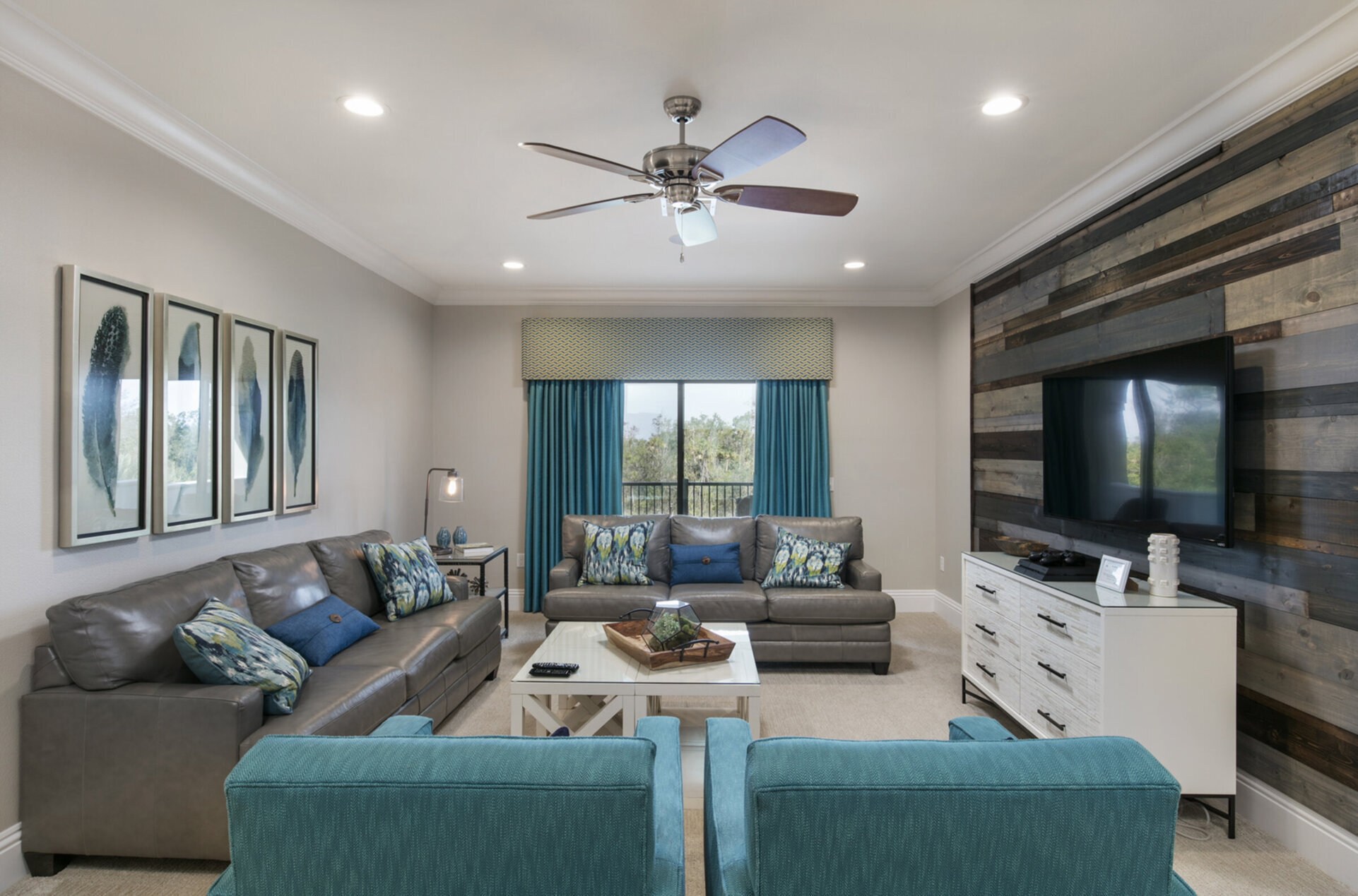 Sit back and relax in the third floor loft area with a 50-inch SMART TV and PlayStation 4