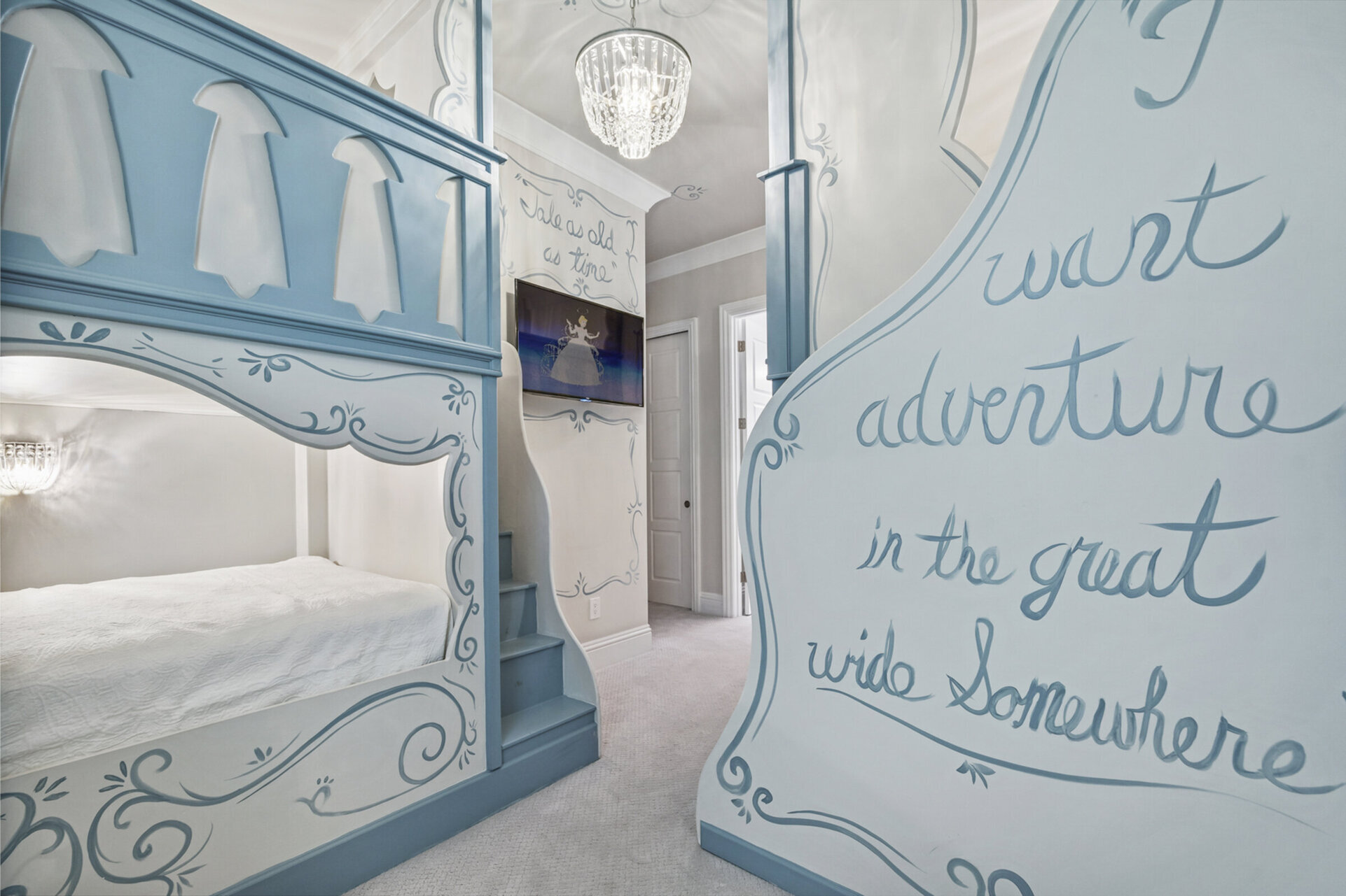 The Palace Suite has two Full over Full Bunk Beds plus a Twin trundle bed