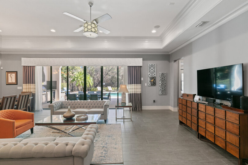 The living room offers great space for all to gather