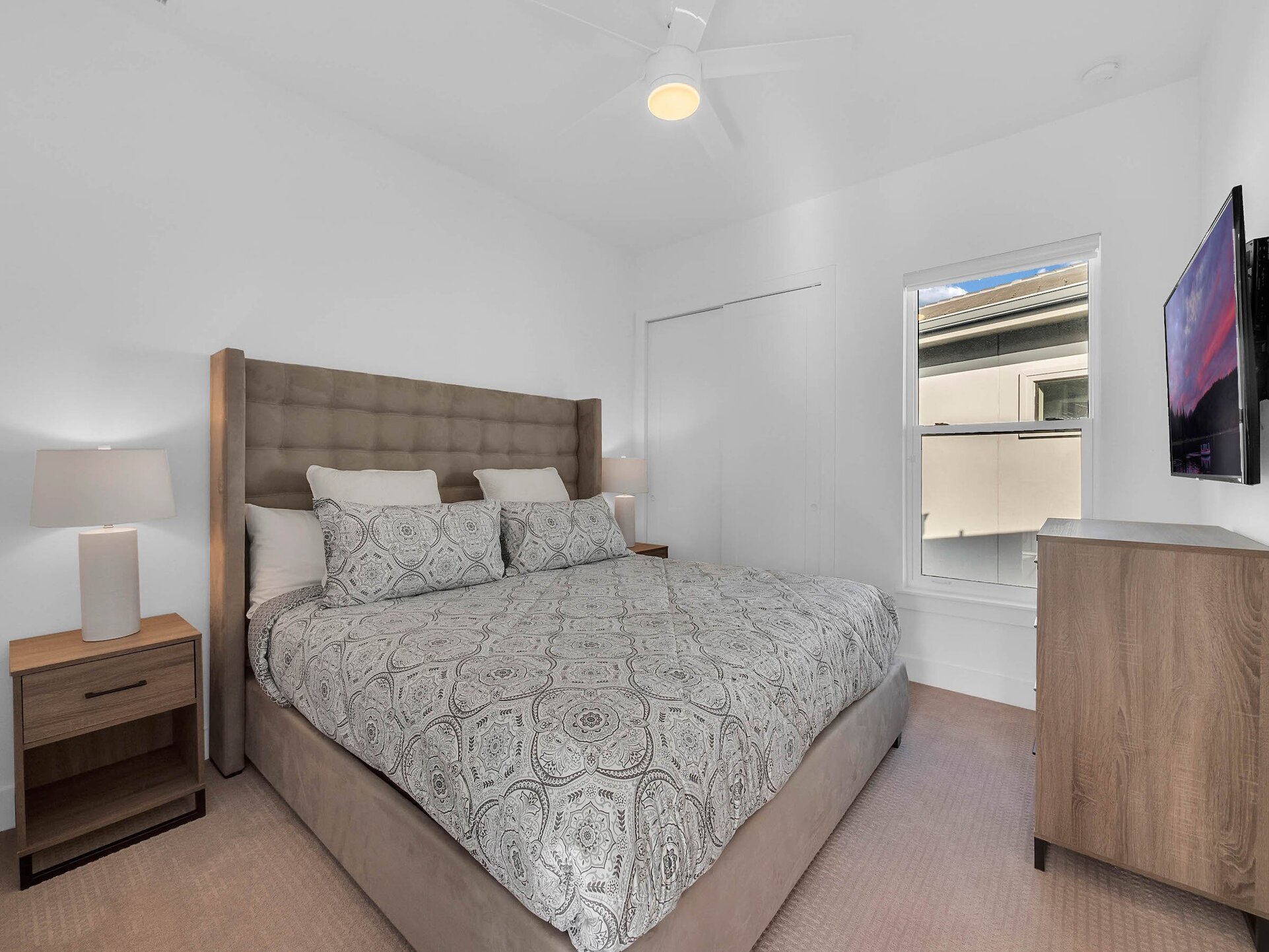 Relax after a day of fun in this king bed