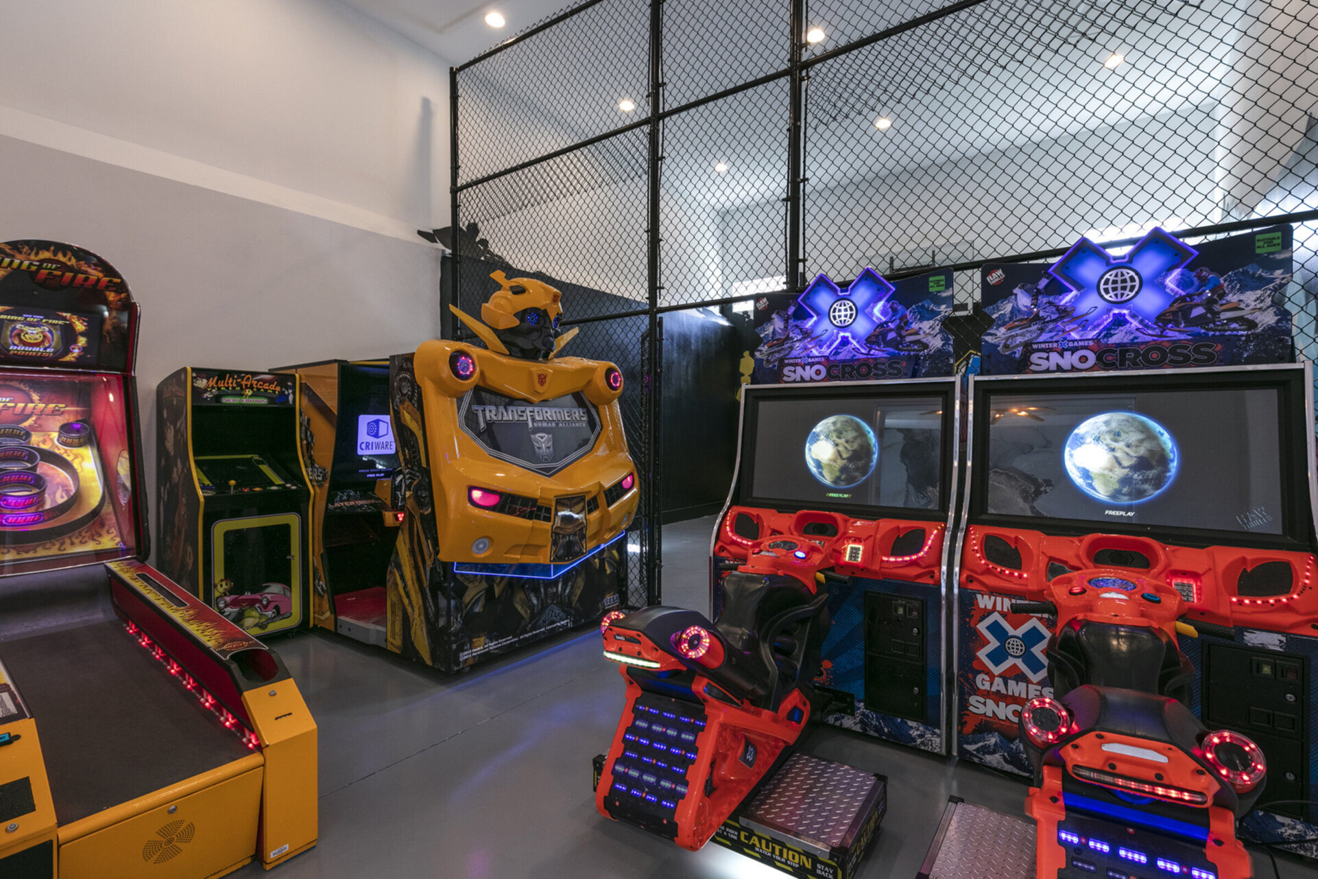 The games room is filled with different arcade games, fun for all ages!