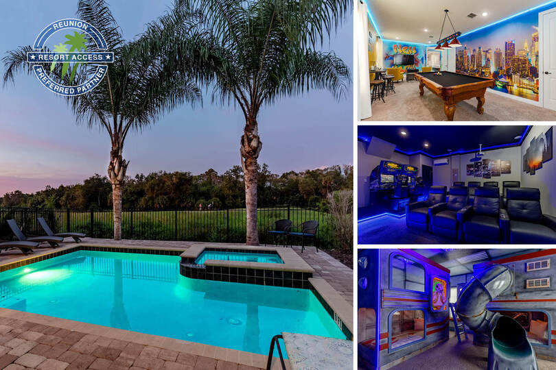 Welcome to Magical Hideaway a 3,300+ sq. ft. vacation rental with a private pool overlooking the golf course