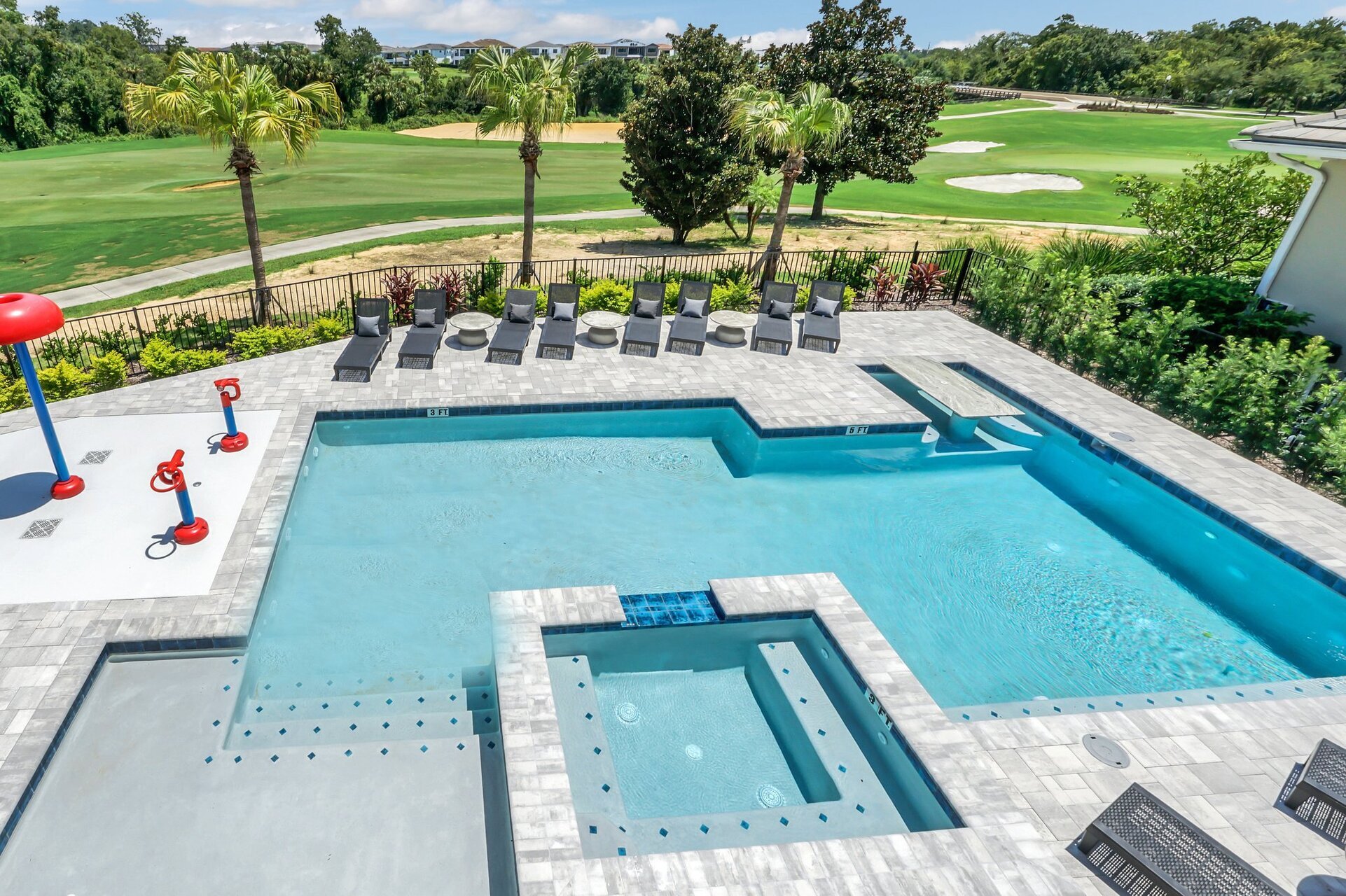 The perfect place for swimming, sunbathing, or hosting outdoor gatherings, this space offers both relaxation and style