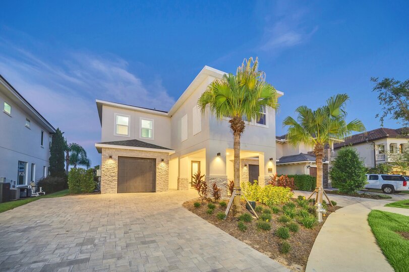 The front entrance to the home showcases the luxury of this magical villa