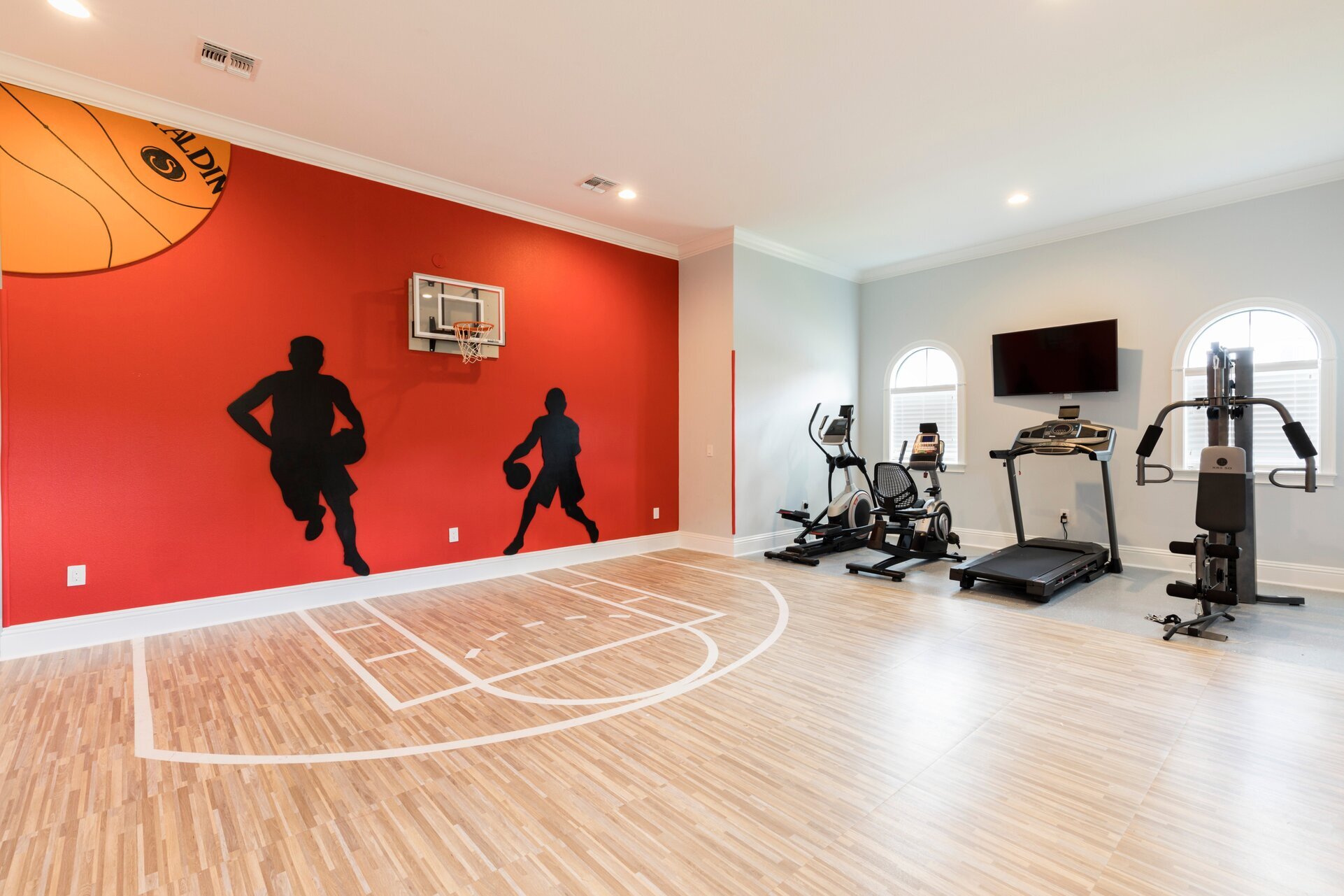 Enjoy a morning workout This home features its own private gym