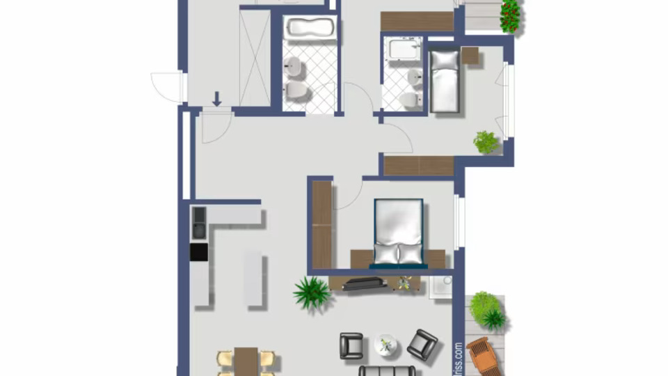 Prostorno 3-sobno stanovanje z balkonom v Zermattu, Zermatt Apartment 1238