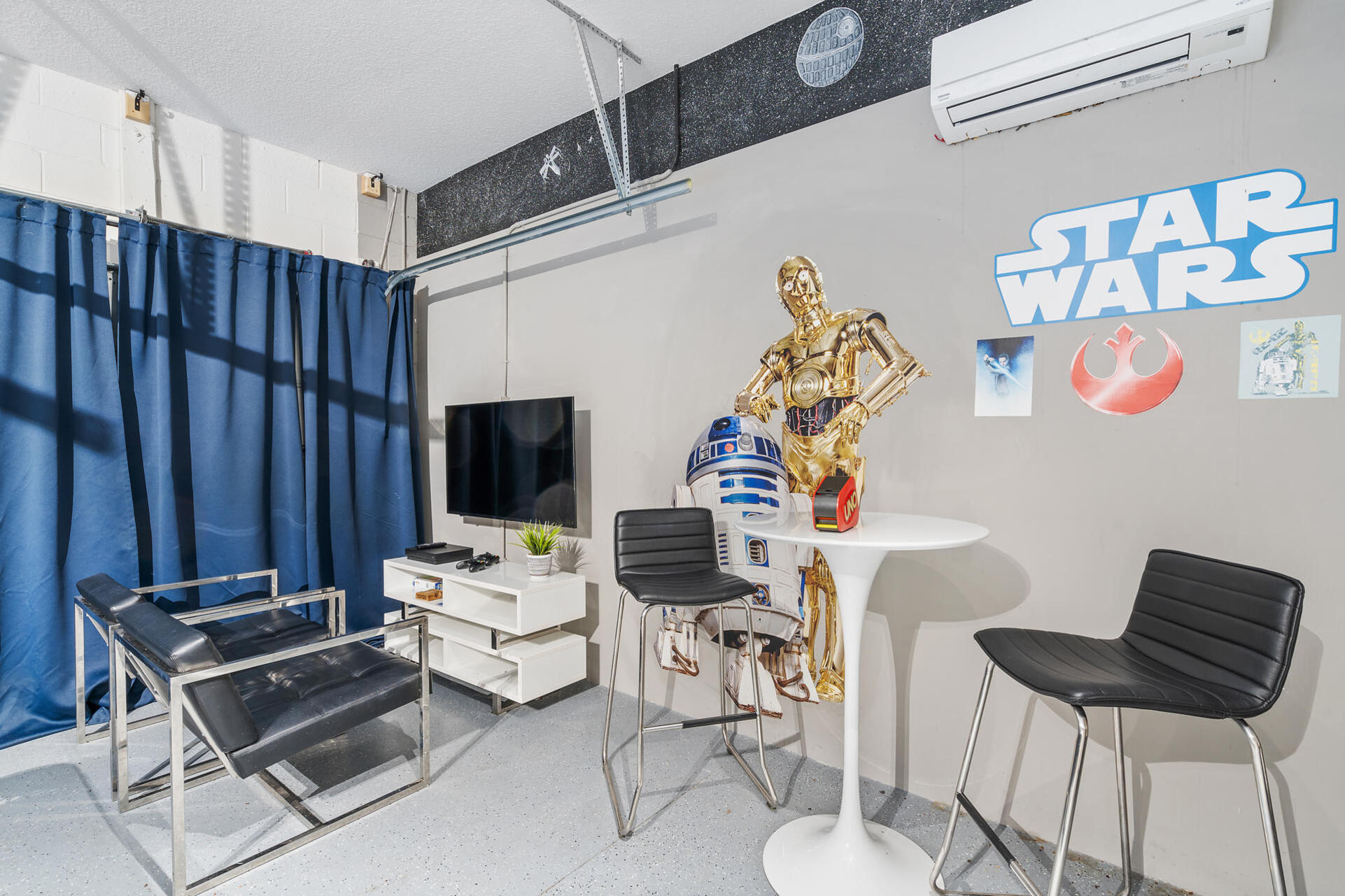 Game Room Has AC 50" TV XBOX Star Wars Theme