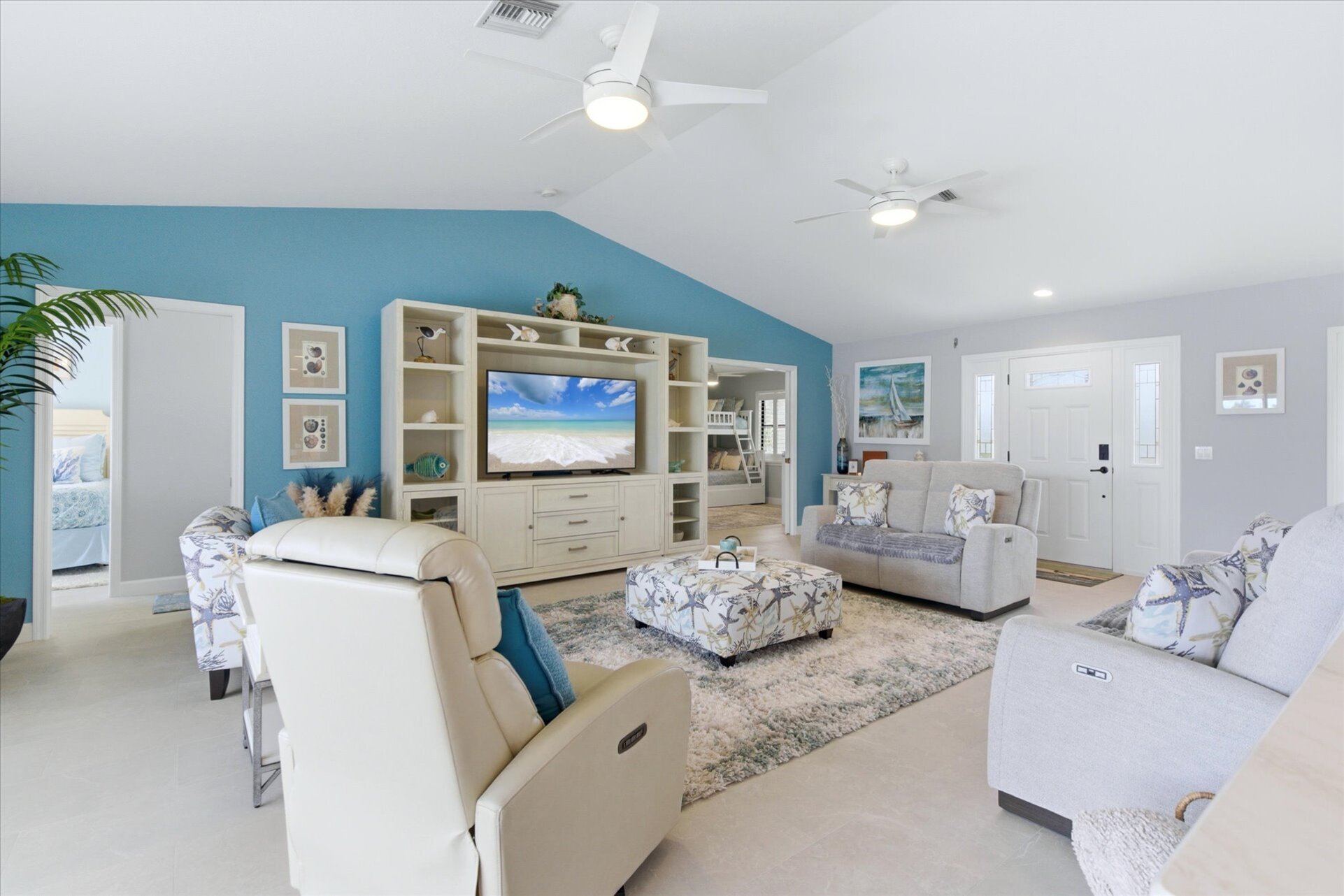 Bright, open living area with access to the lanai